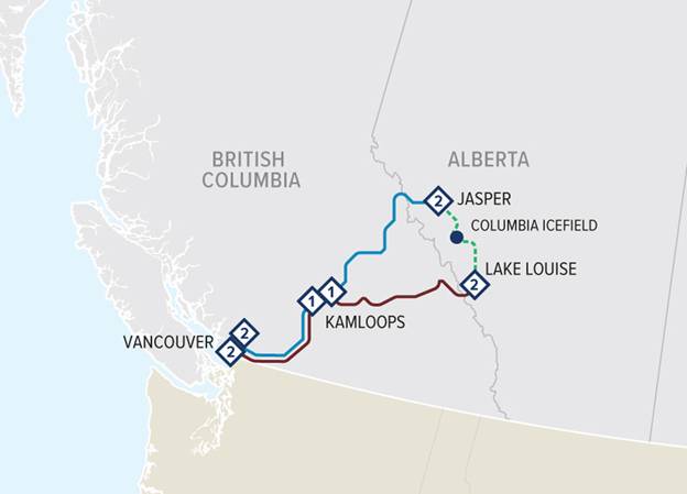 Vancouver to Kamloops train travel