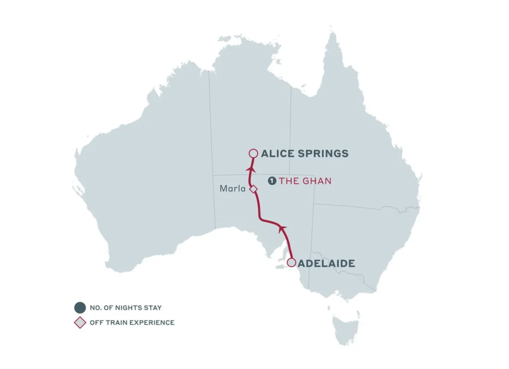 Adelaide to Alice Springs train travel 