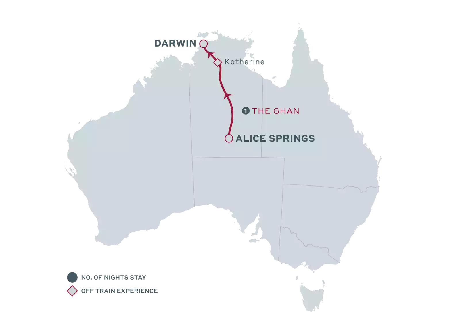 Alice Springs to Darwin Route map